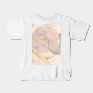 Pink and Gold Marble Effect Kids T-Shirt